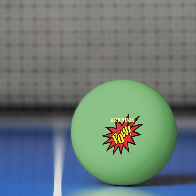 Super Hero Pow Custom Colour Personalised Ping Pong Ball (Net)