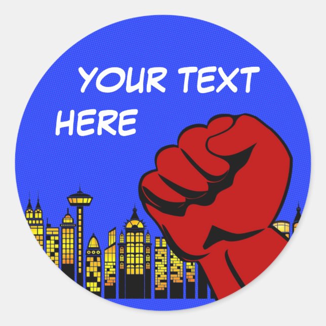 Super Hero round sticker - birthday party boy (Front)