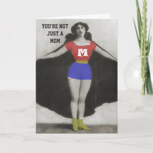 Super Hero Vintage Photo Art Mother's Day Card (Front)
