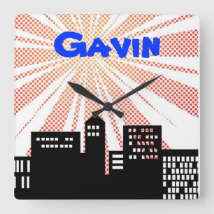 Super Hero Wall Clock Comic Book Themed Boys Decor