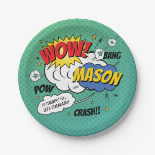 Super Heroes and Villains Kid's Birthday Party Paper Plate