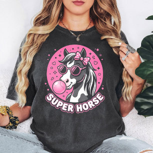 Super Horse With Bubblegum And Pink Sunglasses T-Shirt