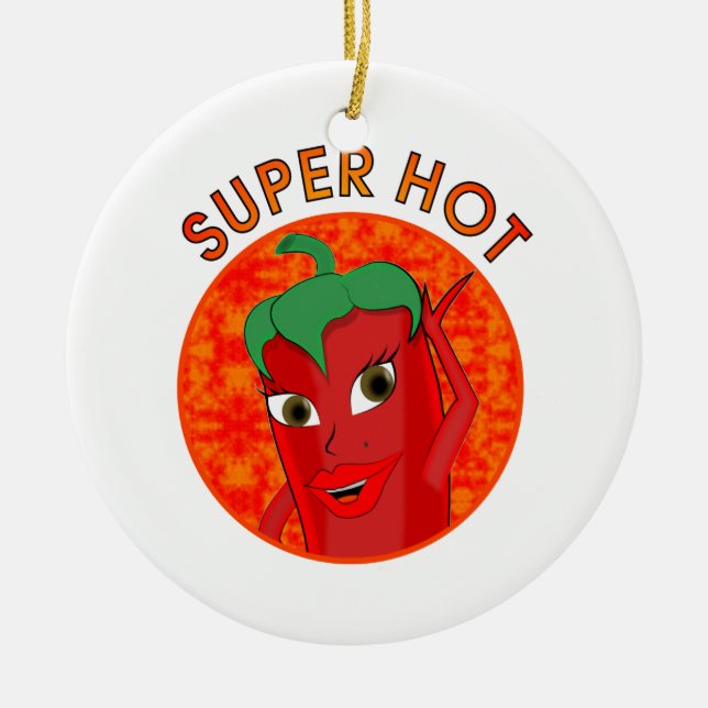 Super Hot Pepper Diva Ceramic Tree Decoration (Front)