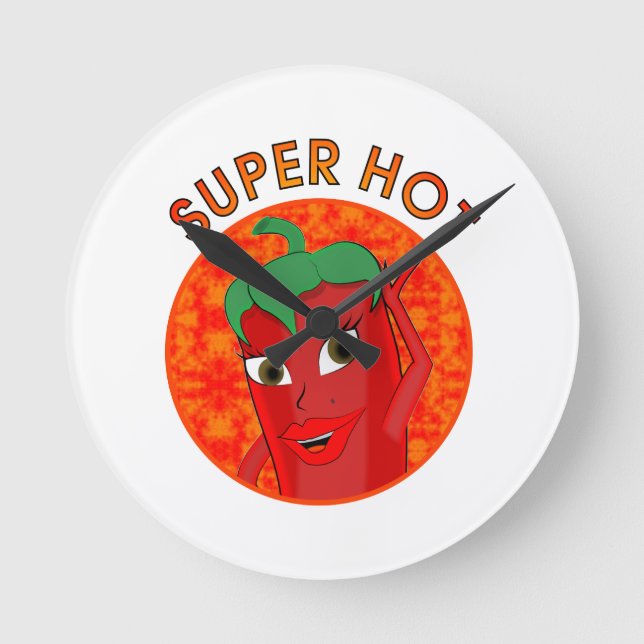 Super Hot Pepper Diva Round Clock (Front)