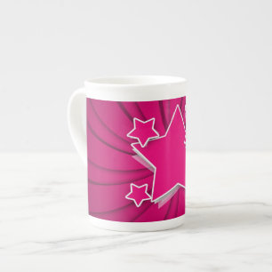 Super Hot Pink Stars and Swirl Background Bone China Mug