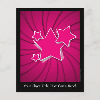 Super Hot Pink Stars and Swirl Background Flyer