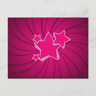 Super Hot Pink Stars and Swirl Background Postcard