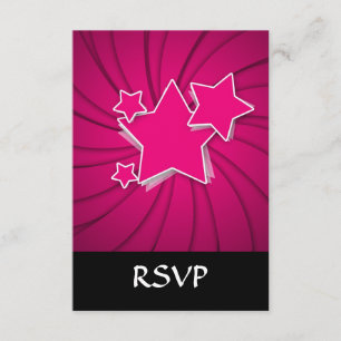 Super Hot Pink Stars and Swirl Background RSVP Card