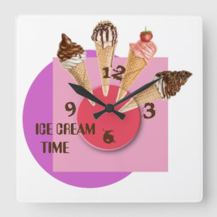 Super Ice cream time Square Wall Clock
