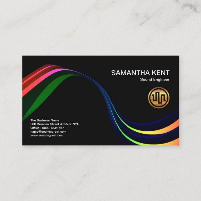 Super Illuminating Simple Colourful Sound Wave Business Card (Front)