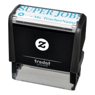 "SUPER JOB!" + Custom Teacher Name Self-inking Stamp