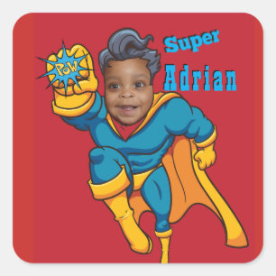 Super Kid Add your Face Personalised Square Sticker