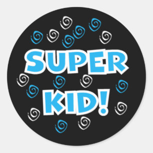 Super Kid Blue and Black Stickers