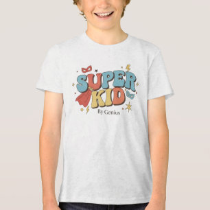 Super Kid T-Shirt, Groovy Retro Superhero Children Tri-Blend Shirt