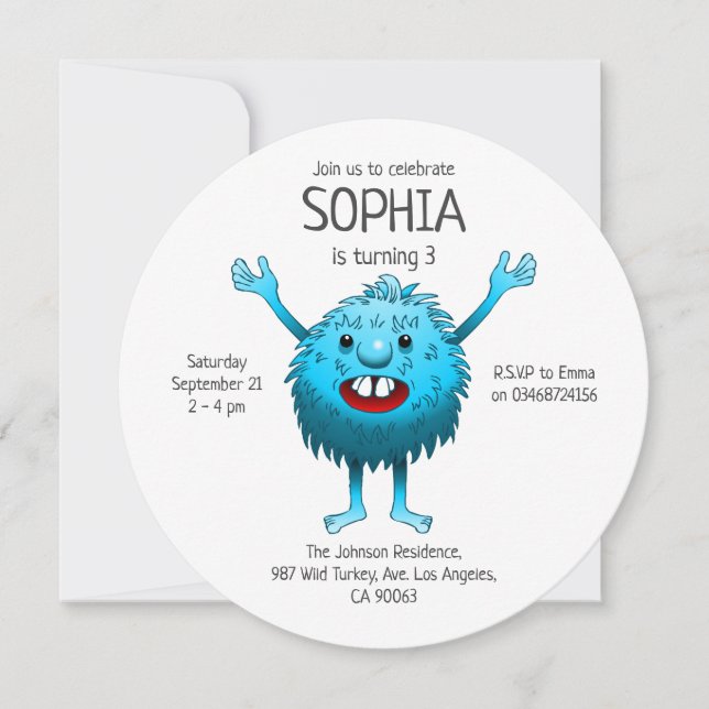 Super lovely and cute creature invitation (Front)