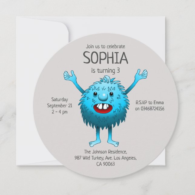 Super lovely and cute creature invitation (Front)