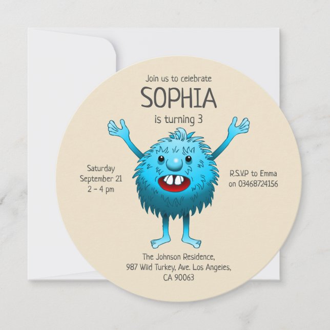 Super lovely and cute creature invitation (Front)