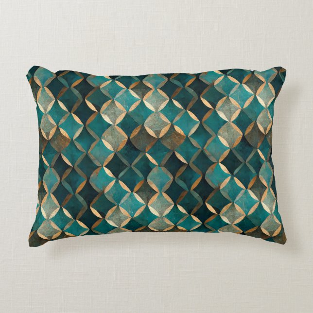 Super Luxe Teal & Gold  Decorative Cushion (Front)