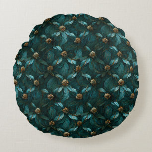 Super Luxe Teal & Gold  Round Cushion