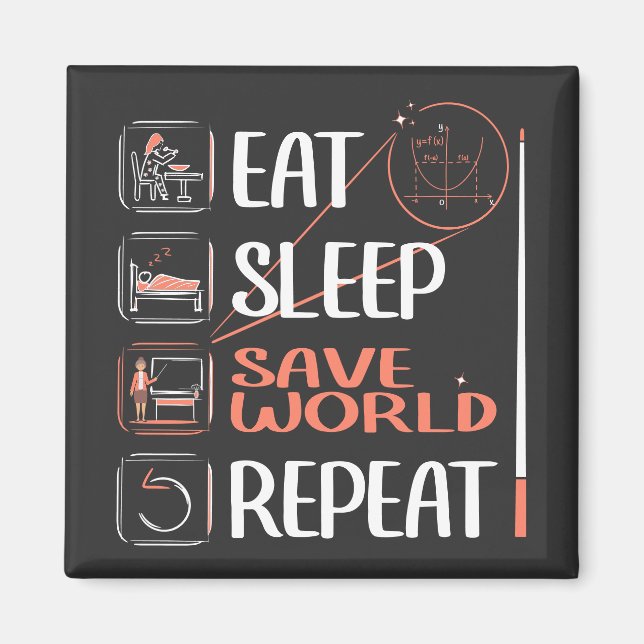 Super Math Teacher Saves the World. Thank You Gift Magnet (Front)