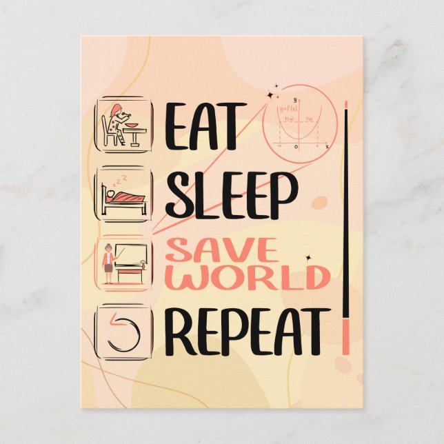 Super Math Teacher Saves the World. Thank You Gift Postcard (Front)