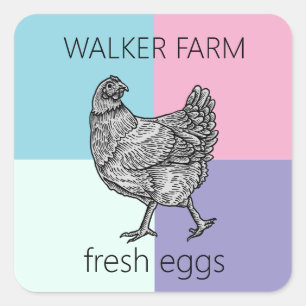 super modern colourful farmstead egg carton square sticker