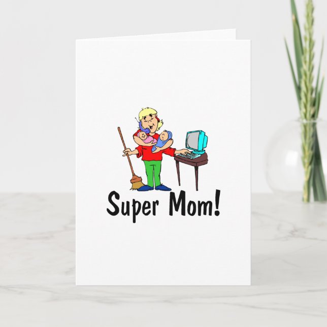 Super Mom (4 Arms) Holiday Card (Front)