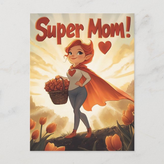 Super Mom Illustration Postcard (Front)