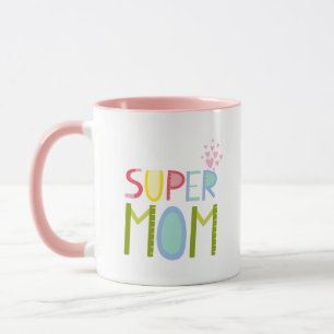SUPER MOM Mother's Day Birthday Christmas Modern Mug