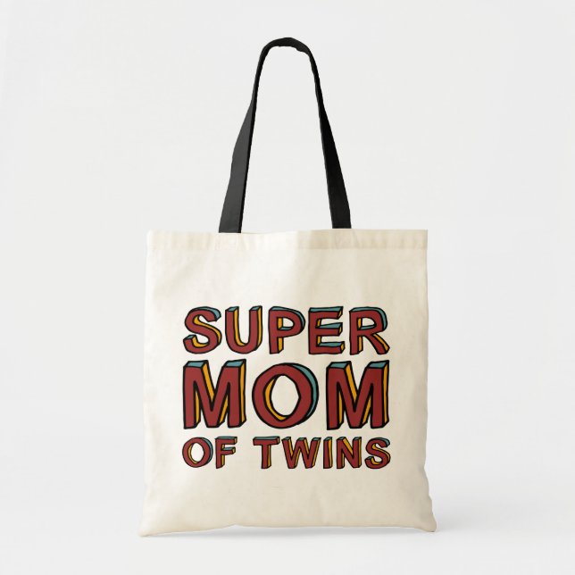 SUPER MOM OF TWINS TOTE BAG (Front)