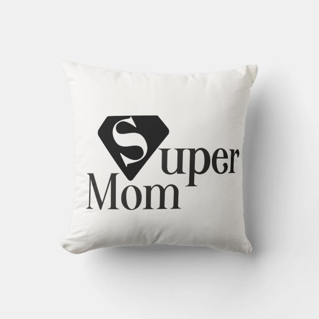 Super Mom Throw Pillow (Front)