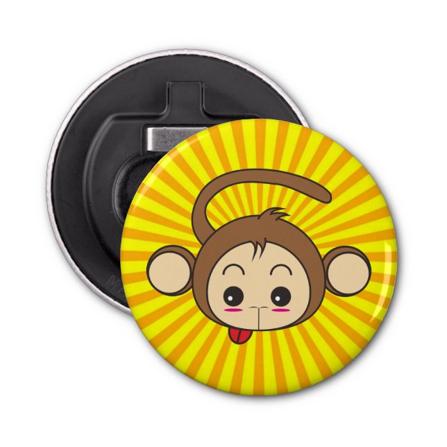 Super Monkey Face on Sunburst Background Bottle Opener (Front)