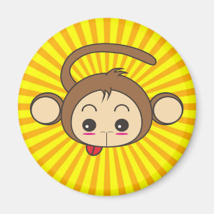 Super Monkey Face on Sunburst Background Magnet