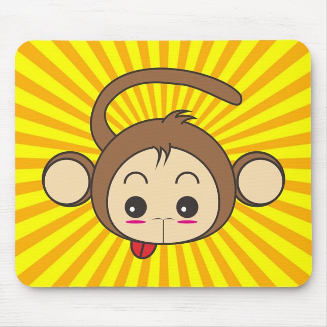 Super Monkey Face on Sunburst Background Mouse Mat (Front)