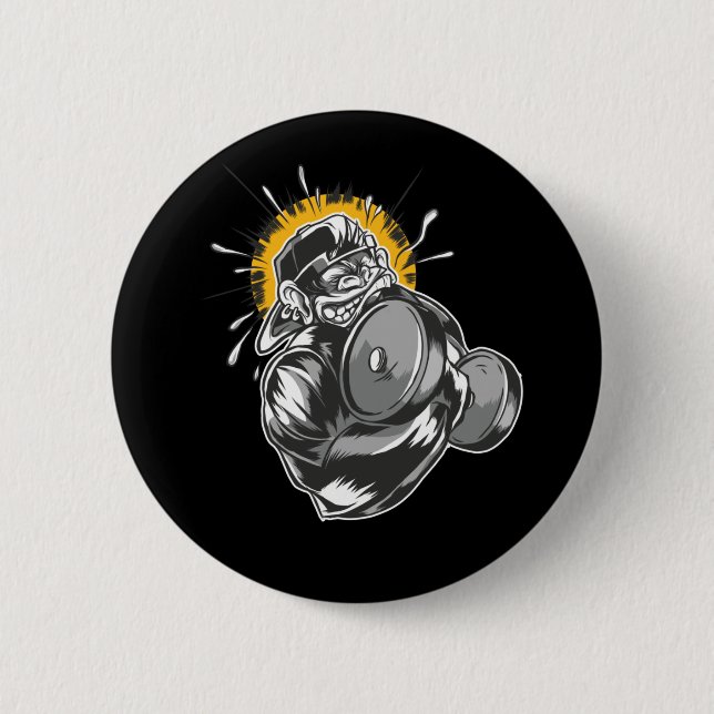 Super Monkey Gym Design 6 Cm Round Badge (Front)