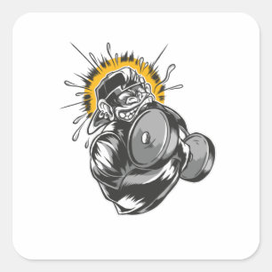 Super Monkey Gym Design Square Sticker