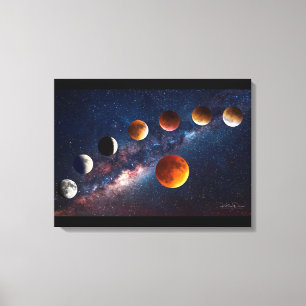 Super moon lunar eclipse 24x18 Wrapped Canvas
