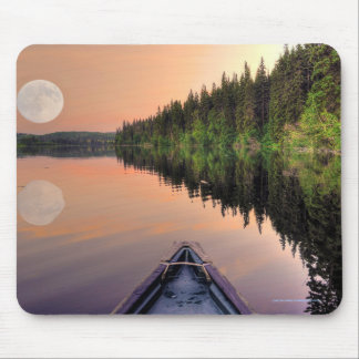 Super Moon over Lake from a Canoe at Twilight Mouse Mat