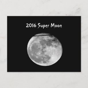 Super Moon with Aeroplane Passing/Customisable! Postcard