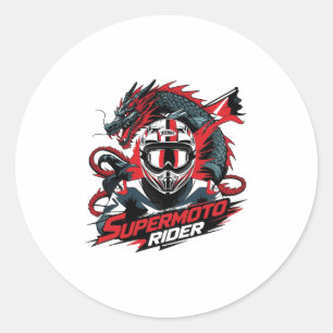 Super Moto Rider � Motorcycle  Classic Round Sticker