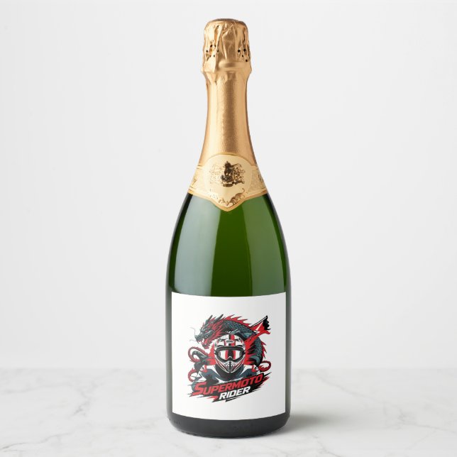 Super Moto Rider � Motorcycle  Sparkling Wine Label (Front)