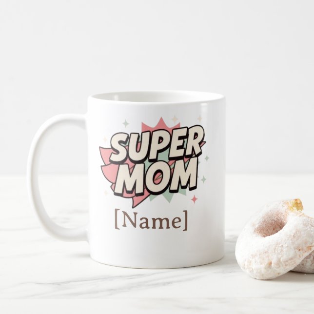 Super Mum Comic Style personilized Mug  (With Donut)