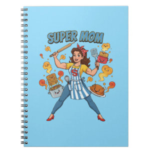 Super Mum Cooking Vintage Cartoon Apparel Notebook