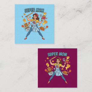 Super Mum Cooking Vintage Cartoon Apparel Square Business Card