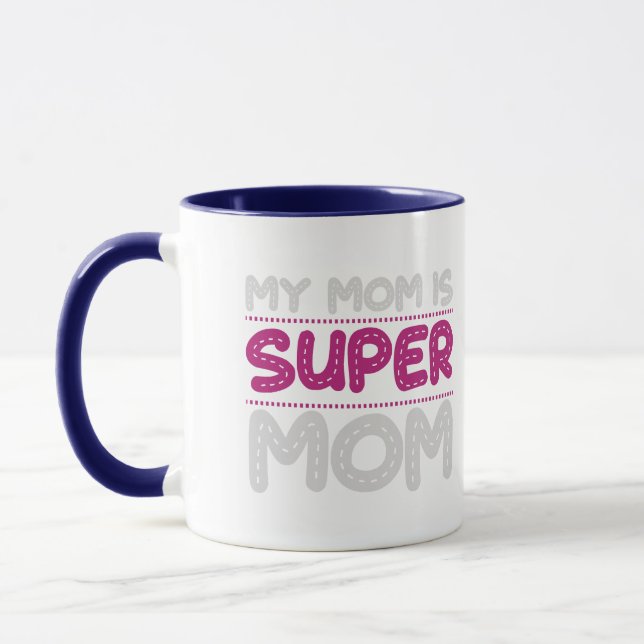 Super Mum Dotted Typography Blue Two Tone Coffee M Mug (Left)