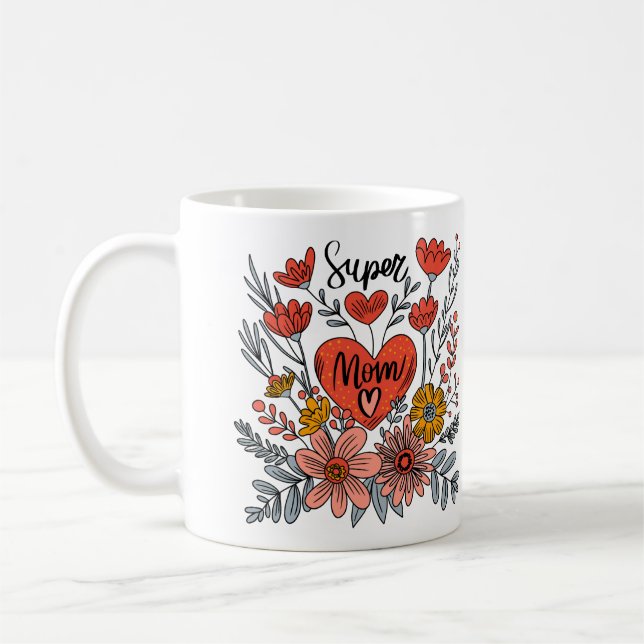 Super Mum Floral Mug (Left)