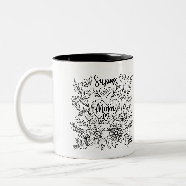 Super Mum Floral Mug (Left)