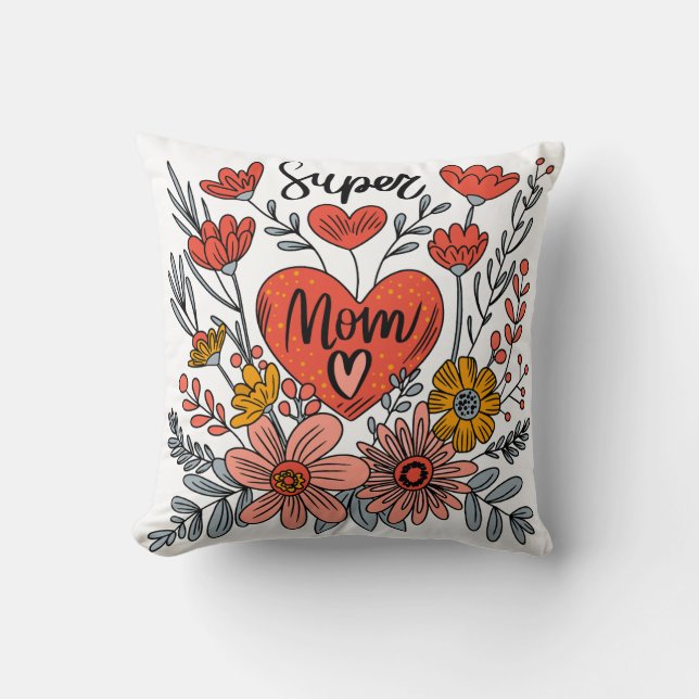 Super Mum Floral Pillow (Front)