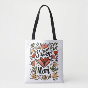Super Mum Floral Tote Bag