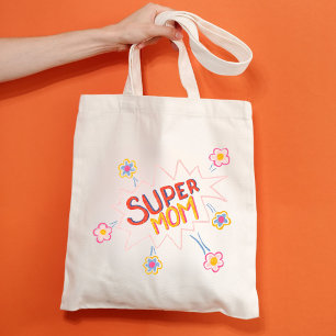 Super Mum Flower Comic Bubble Mother`s Day Tote Bag
